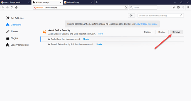 Firefox Removal Confirmation