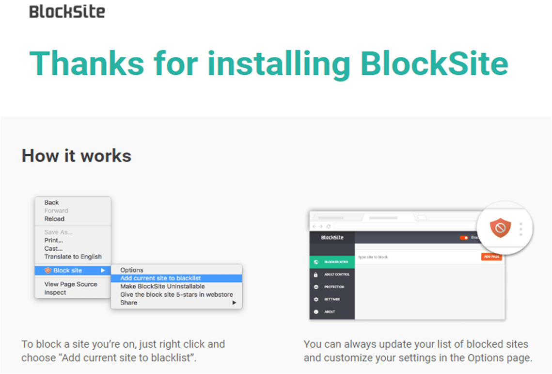 Blocksite Installed