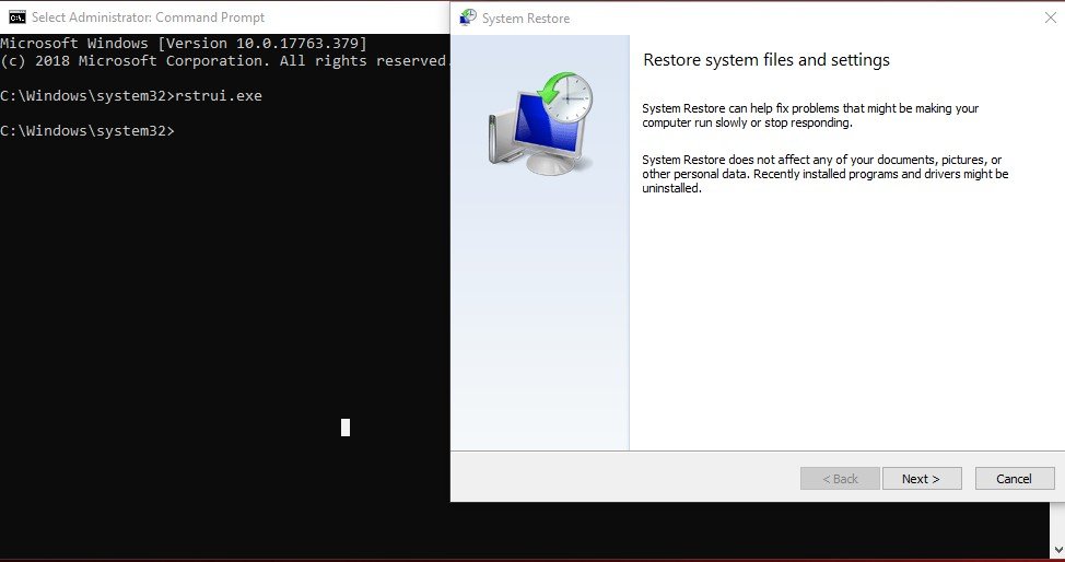 rstrui.exe to System Restore