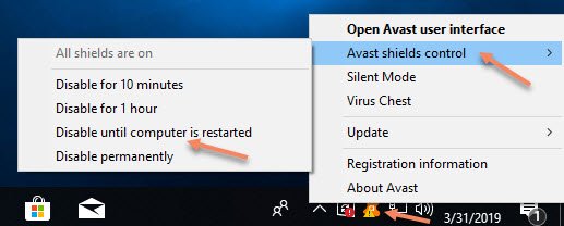 how to disable avast on startup