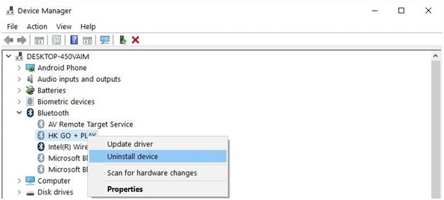 bluetooth not in device manager