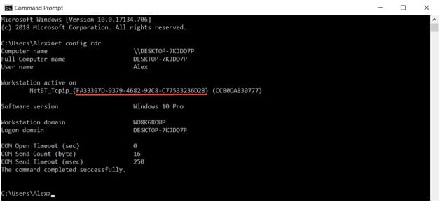 how to get mac address of pc using command prompt