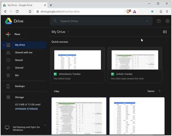 google drive dark mode