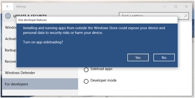 Как включить sideloading windows 10