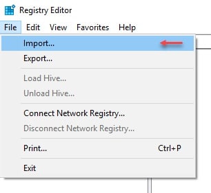 error importing registry key