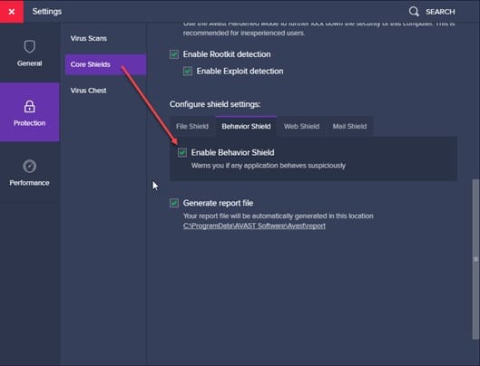 avast enable rootkit scan on system startup