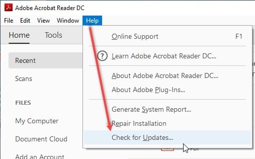 disable adobe updater checker