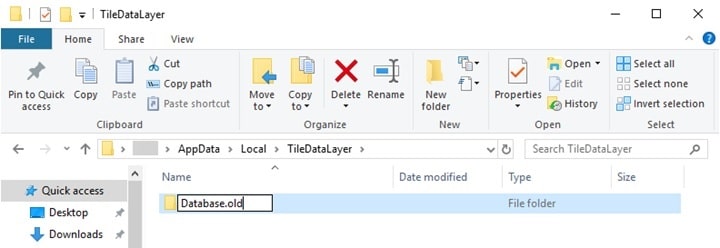 windows 10 tile database corrupt