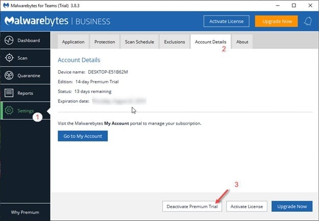 malwarebytes deactivate premium trial