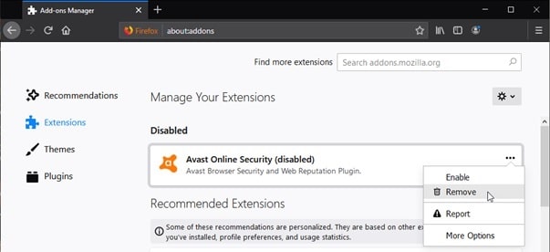 avast firefox extension unavailable