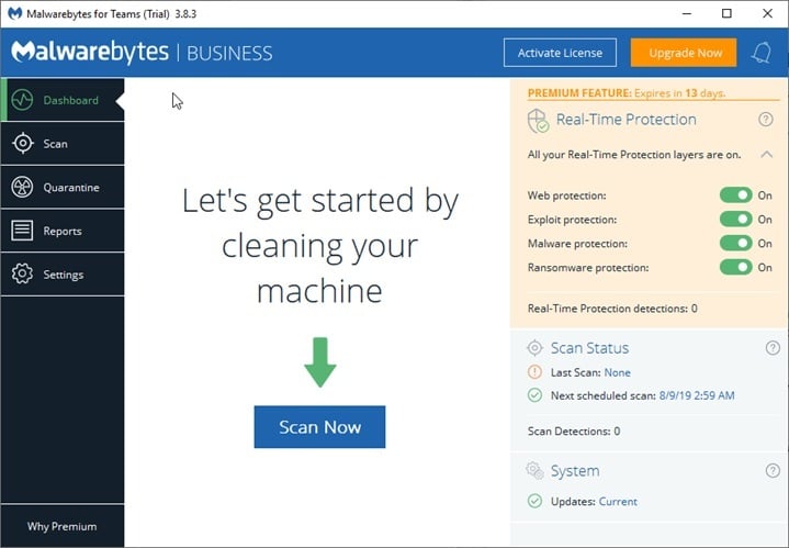 how to disable malwarebytes premium trial