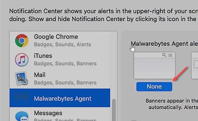 turn off malwarebytes premium notifications