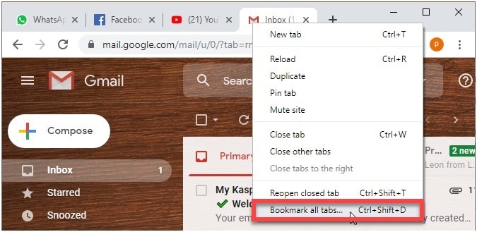 add all tabs to bookmarks chrome