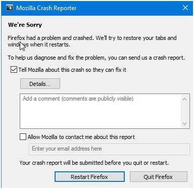 firefox 40.0.3 crash constalty