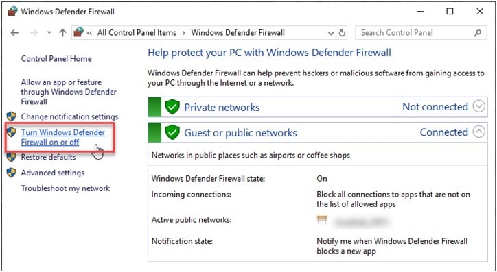 avast firewall settings to allow access on public network