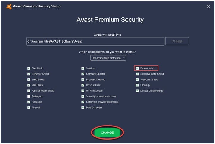 reset avast password vault password for andriod