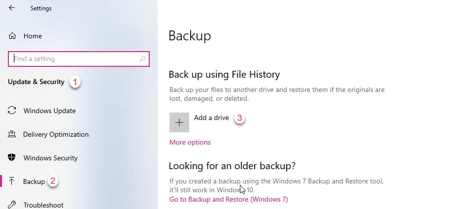 windows 10 file history not backing up