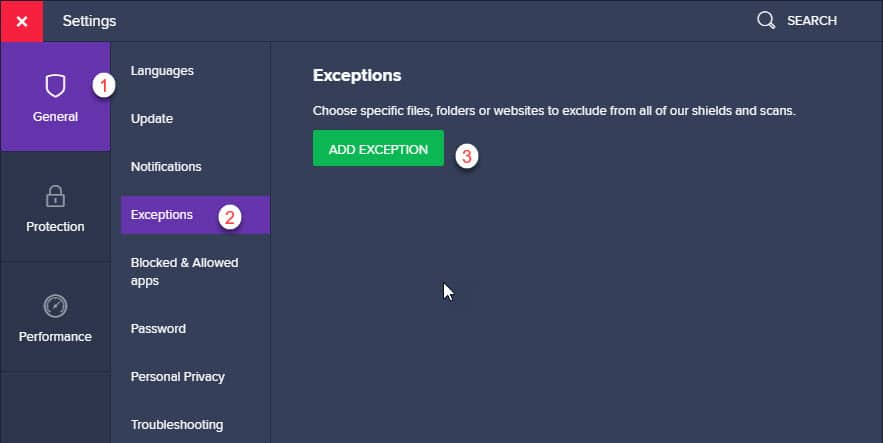add exception to avast mac security