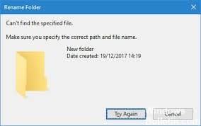 cannot rename folders in windows 10
