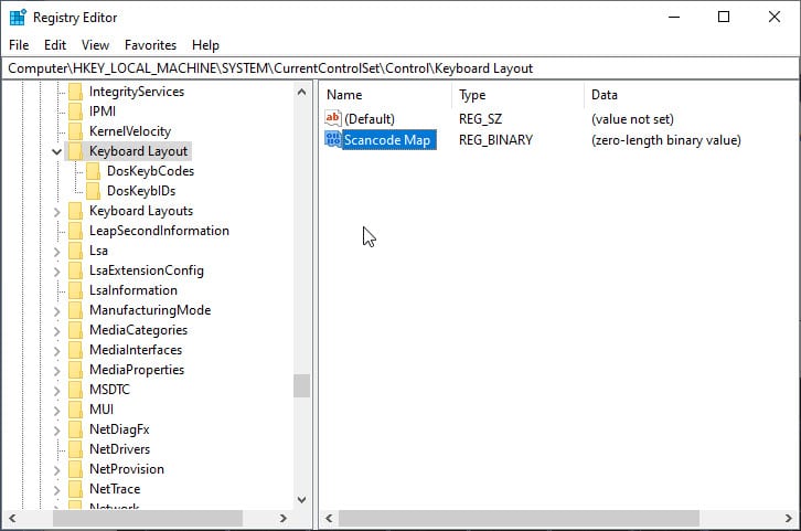 windows keyboard mapping registry