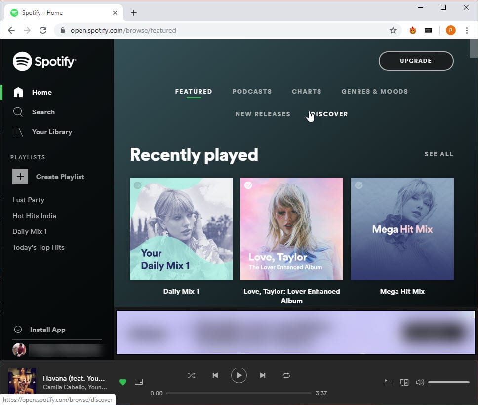 spotify music web player