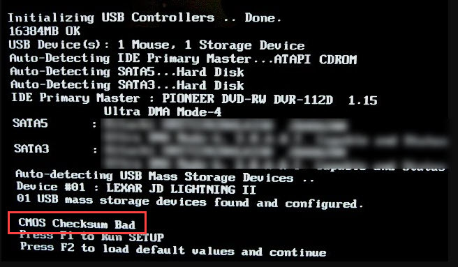 Error main bios checksum error что делать