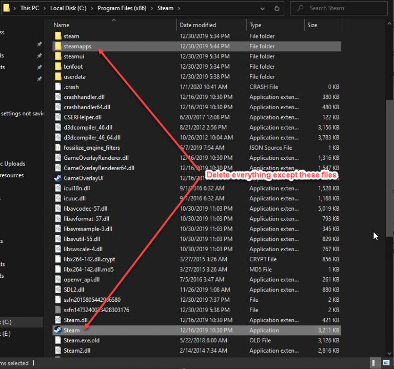 Could Not Connect To Steam Network How To Fix   Delete Everything Except Steamapps 768x720 