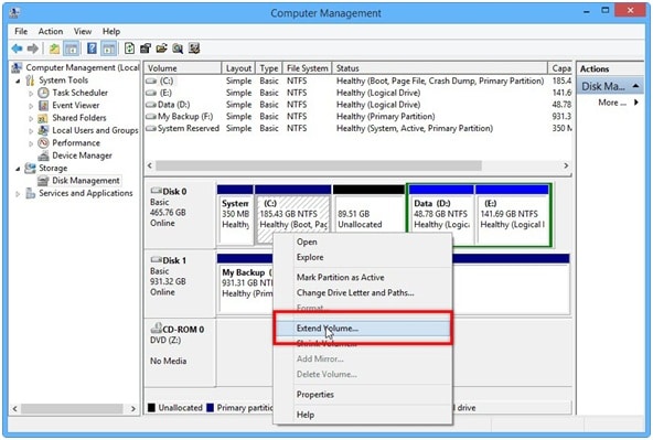 extend partition into unallocated space