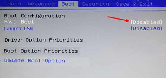 ho to disable quickboot