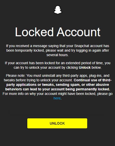 snapchat unlock account