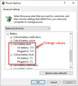battery notifier always blinking in windows 10