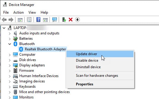 updated bluetooth drivers windows 10