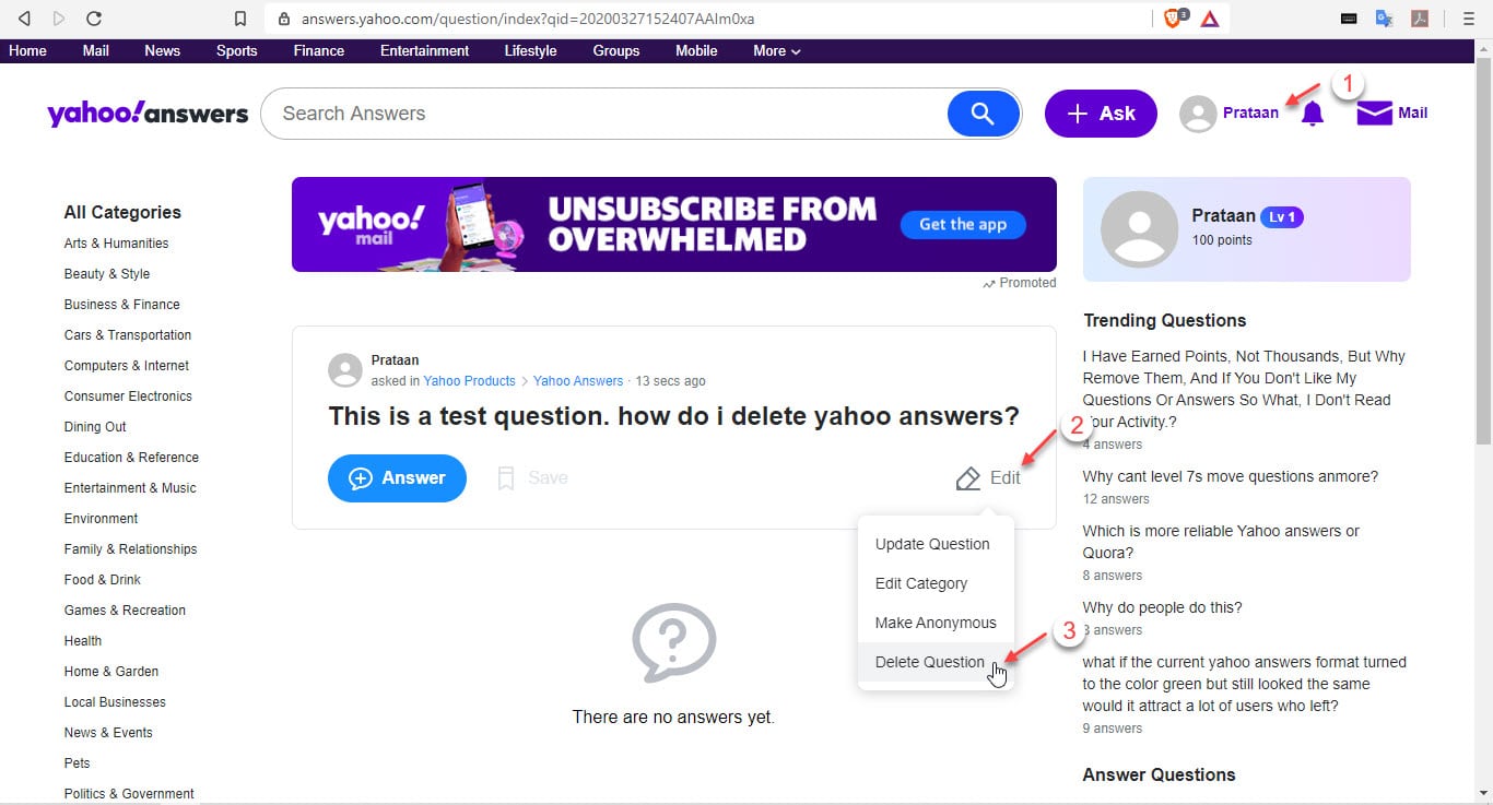 How Can I Delete Questions From Yahoo Answers