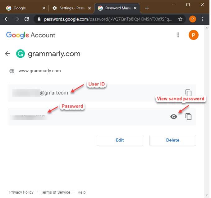 manage google chrome passwords