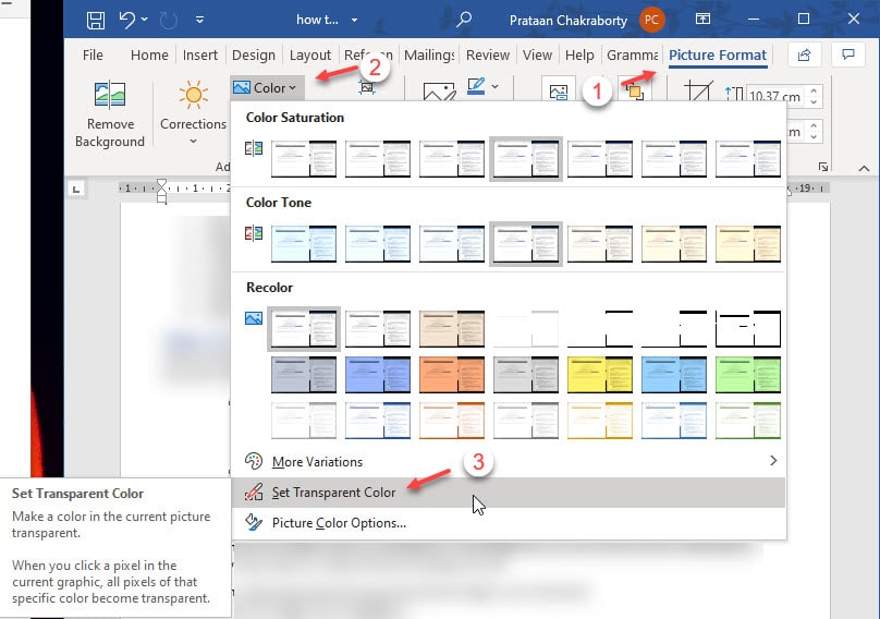 How To Make Png Background Transparent In Word