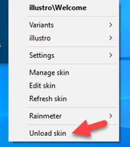 how to uninstall a rainmeter skin