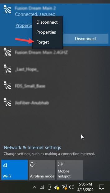 Forget_network_shortcut