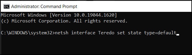 netsh interface Teredo set state type default