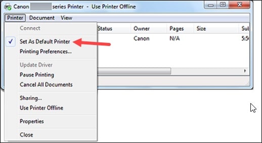 set-canon-printer-as-default