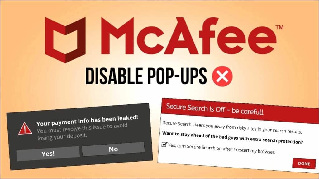 how to disable mcafee pop ups windows 10