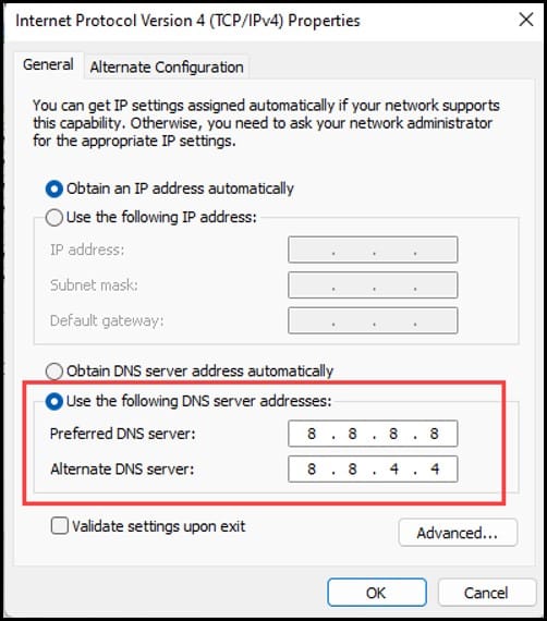 preferred-DNS-alternate-DNS