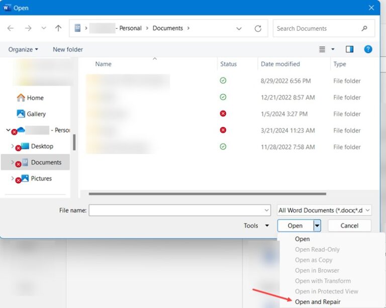 Microsoft Word Experienced An Error Trying To Open The File