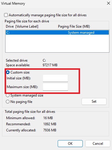 custom-memory-size