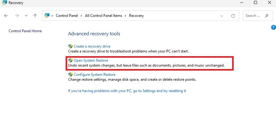 open-system-restore