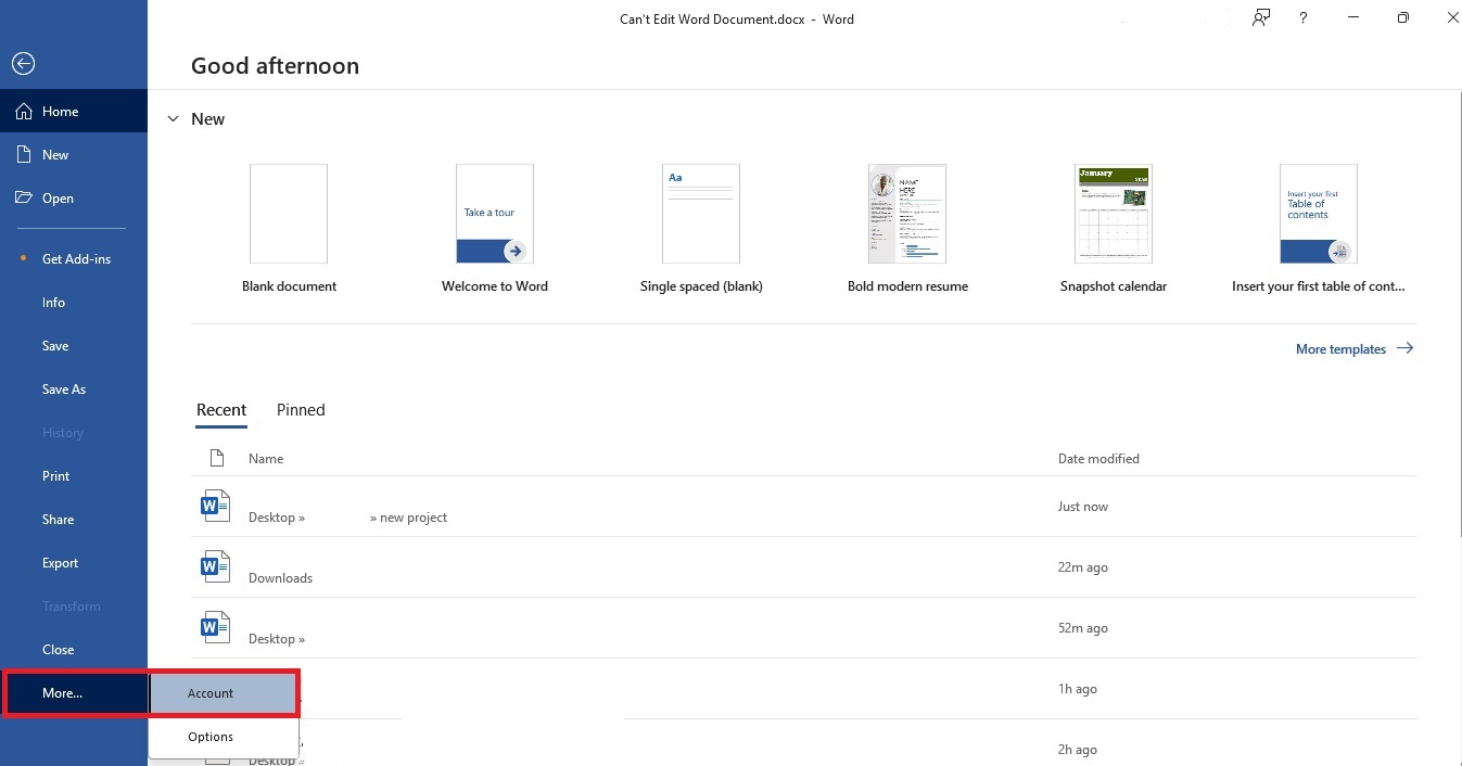 word-account-option