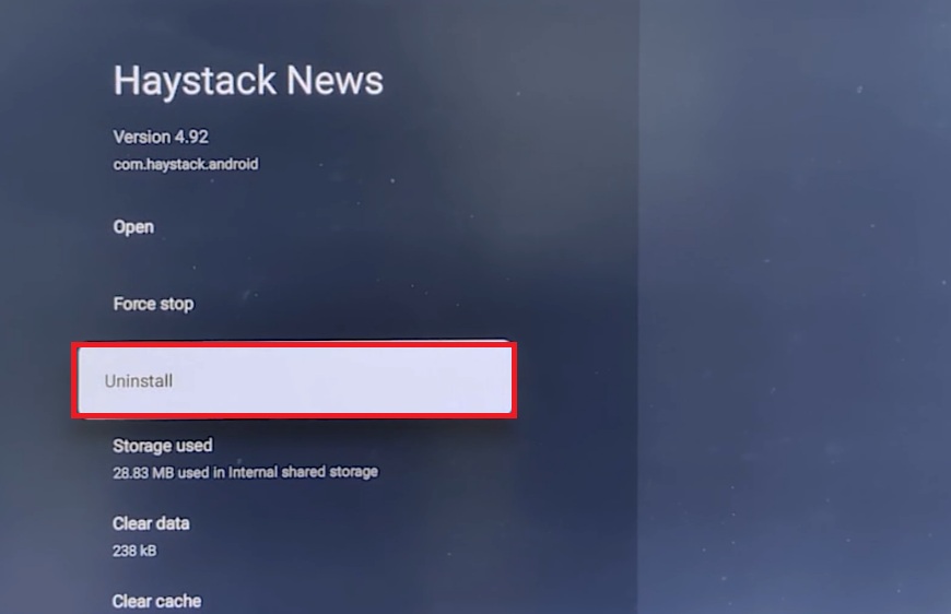 uninstall app on onn